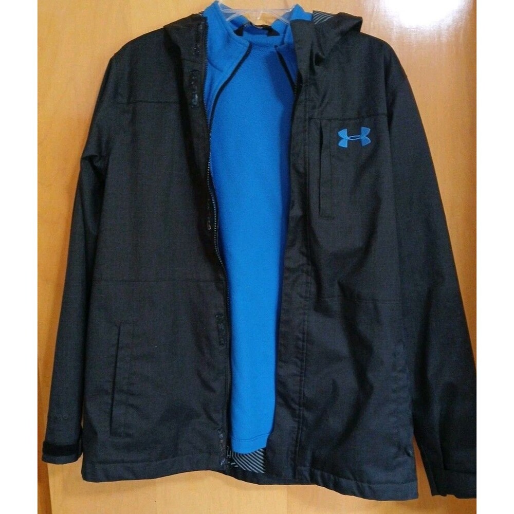 Under Armor Coldgear Infrared Jacket Youth XLG Black/Blue Full Zip-Up 2-piece